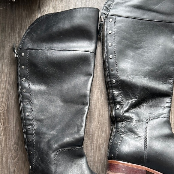 Leather Frank Sarto Black Knee-High Women's Boots - Picture 4 of 12